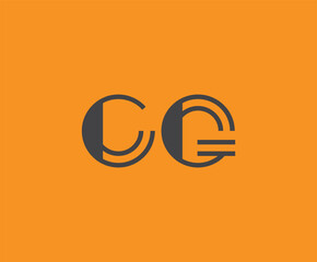 Bold black lettering 'CG' with geometric elements on a vivid orange background, ideal for branding, design, or modern creative projects.