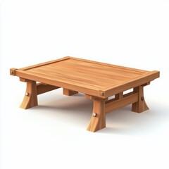Japanese-style low dining table, isolated on a white background