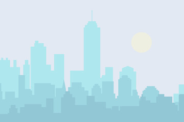 Fototapeta premium City skyline vector illustration. Urban landscape cityscape in flat style. City silhouette. Cityscape backgrounds. Daytime city skyline.