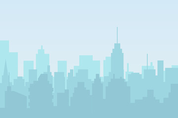 Fototapeta premium City skyline vector illustration. Landscape in flat style. City silhouette. Cityscape backgrounds. Daytime city skyline.