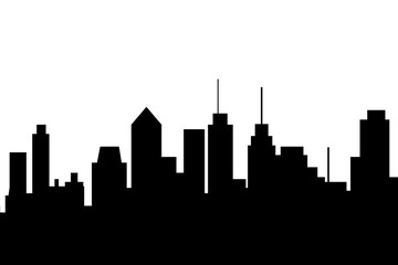 Naklejka premium City skyline vector illustration. Landscape in flat style. City silhouette. Cityscape backgrounds. Daytime city skyline.