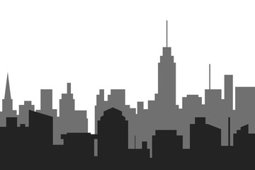 City skyline vector illustration. Landscape in flat style. City silhouette. Cityscape backgrounds. Daytime city skyline.