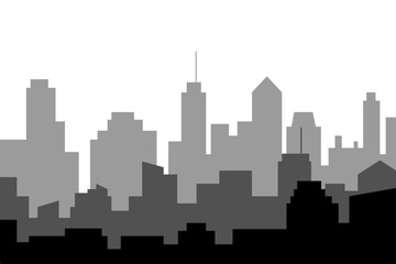 Fototapeta premium City skyline vector illustration. Landscape in flat style. City silhouette. Cityscape backgrounds. Daytime city skyline.