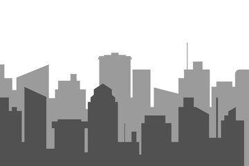Fototapeta premium City skyline vector illustration. Landscape in flat style. City silhouette. Cityscape backgrounds. Daytime city skyline.