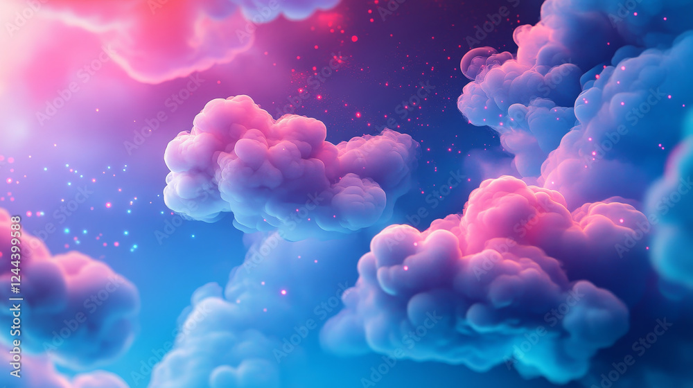 Wall mural data stream and cloud computing banner for information technology design. network communication, clo