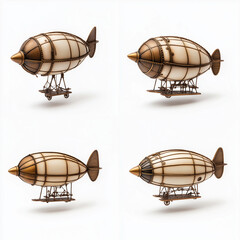 Steampunk-inspirierte Luftschiffe in kunstvoller Anordnung

