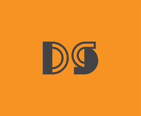 Bold black lettering 'DS' with geometric elements on a vivid orange background, ideal for branding, design, or modern creative projects.