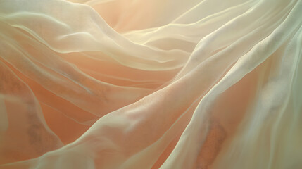 Fototapeta premium A soft and flowing drape of light orange silk, creating a serene and peaceful ambiance with smooth, gentle curves.
