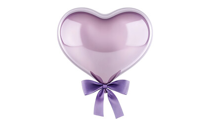 Fototapeta premium A heart-shaped balloon tied with a ribbon, isolated on white background in HD