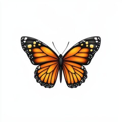 Fototapeta premium monarch butterfly spreading its wings, isolated on white