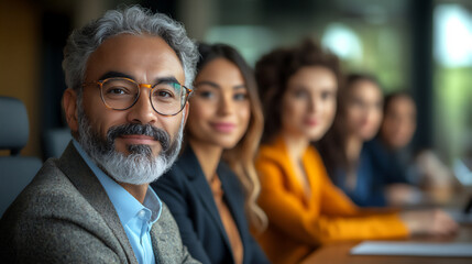 Obraz premium diverse team reviewing creative ideas around a conference table