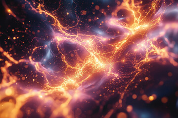 Obraz premium Ethereal electric energy web with luminous glowing filaments