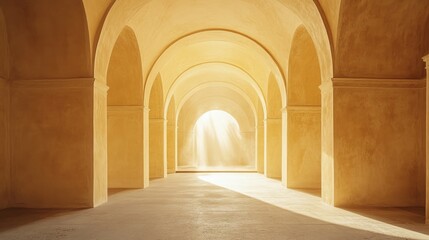 Fototapeta premium Serene Archway Interior with Soft Light and Warm Earth Tones