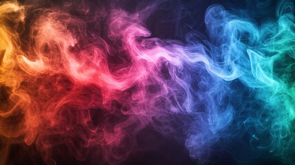 Fototapeta premium Vibrant Abstract Smoke Waves in Vivid Colors on Dark Background