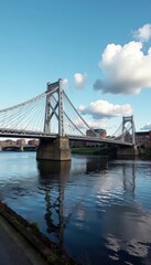 Naklejka premium Iconic tilting bridge spanning Tyne river, Newcastle skyline , view, cityscape