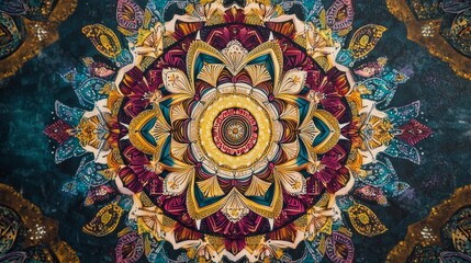 Fototapeta premium Colorful Mandala Art with Intricate Patterns and Symmetrical Design