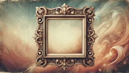 Ornate vintage frame with customizable space on artistic background