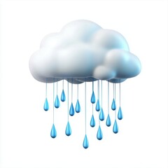 rain cloud with blue raindrops isolated on white