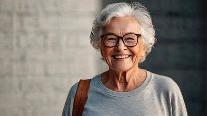 Smiling elderly woman.