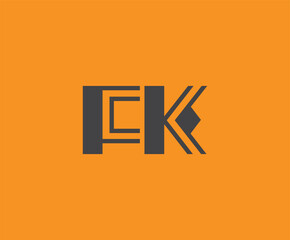 Bold black lettering 'FK' with geometric elements on a vivid orange background, ideal for branding, design, or modern creative projects.