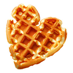 Heart Shaped Waffle on White Background - Ideal for Breakfast Blogs and Valentine's Day Marketing