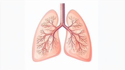 Depiction of Pneumonia-Affected Alveoli within Human Lungs: A Cartoon Illustration
