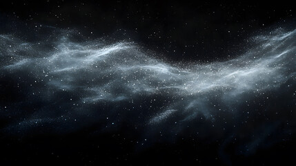 Obraz premium A dark, star-filled sky with wisps of cosmic clouds floating through the universe, capturing a sense of vastness and wonder.