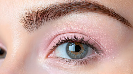 Obraz premium Close-up eye makeup, soft pink tones, beauty shot
