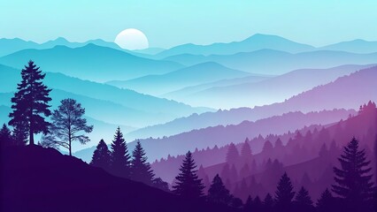 Obraz premium Blue forest with everest background