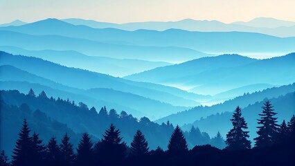 Obraz premium Blue forest with everest background