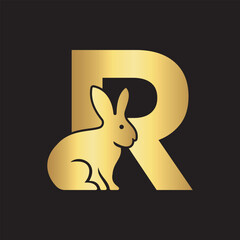 Obraz premium Initial Rabbit Logo Combine With Letter R Vector Template
