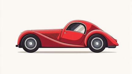 Classy Red Car Icon - Flat Vector Illustration of a Red Sedan Automobile for Maps, Navigation Apps, Design, and Advertising
