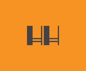 Bold black lettering 'HH' with geometric elements on a vivid orange background, ideal for branding, design, or modern creative projects.