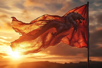 High-Detail Photograph of a Welsh Flag Fluttering in the Wind, Vibrant Colors and Textures