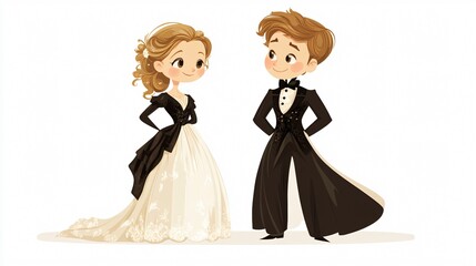 Celebrate the Joy of Matrimony: A Depiction of a Newlywed Couple in Love
