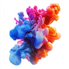 Fototapeta premium surreal organic shape resembling colorful smoke frozen in time isolated on white