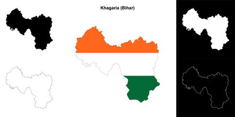 Khagaria district (Bihar) blank outline map set