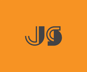 Bold black lettering 'JS' with geometric elements on a vivid orange background, ideal for branding, design, or modern creative projects.