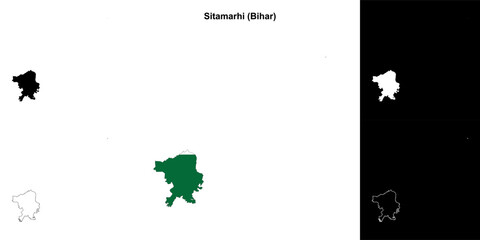 Sitamarhi district (Bihar) blank outline map set