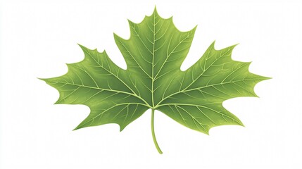 Green Ornate Leaf Isolated on White Background as Design Element for Advertisement, Marketing, Social Media, Business, and Other Content Creation Purposes.