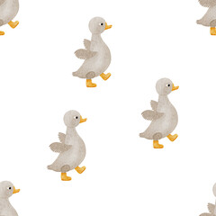 Cute goose seamless pattern on transparent background. Use for kids wallpaper, fabric and others.