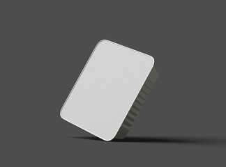 3d rendered image of a big square food foil tray isolated on a dark background