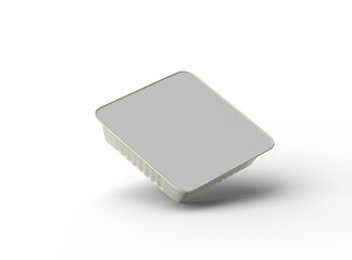3d rendered image of a big square food foil tray isolated on a transparent background