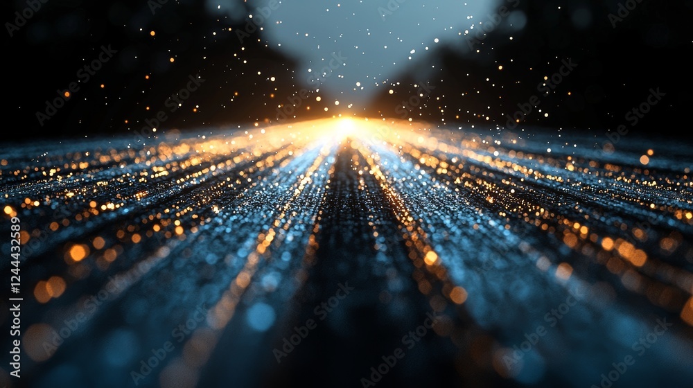 Poster a sophisticated internet data center environment with organized rows of racks containing network and