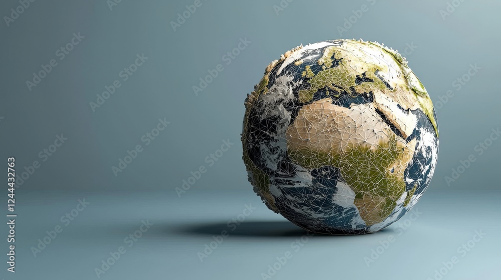 Poster blockchain technology futuristic hud background featuring a world globe and a blockchain polygon pee