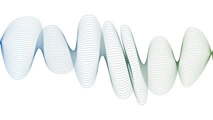  Vector curvy abstract line art wavy flowing dynamic green blue white background in concept music or sound, wave, wind, information flow