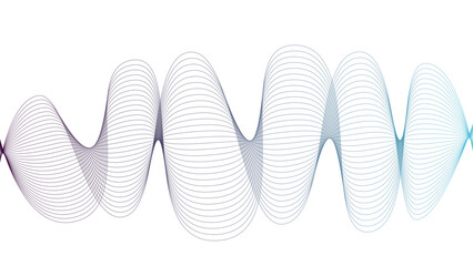 Vector curvy abstract line art wavy flowing dynamic blue purple red and white background in concept music or sound, wave, wind, information flow