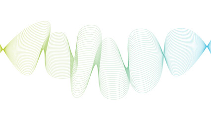  Vector curvy abstract line art wavy flowing dynamic green blue white background in concept music or sound, wave, wind, information flow