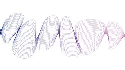 Vector curvy abstract line art wavy flowing dynamic blue purple red and white background in concept music or sound, wave, wind, information flow