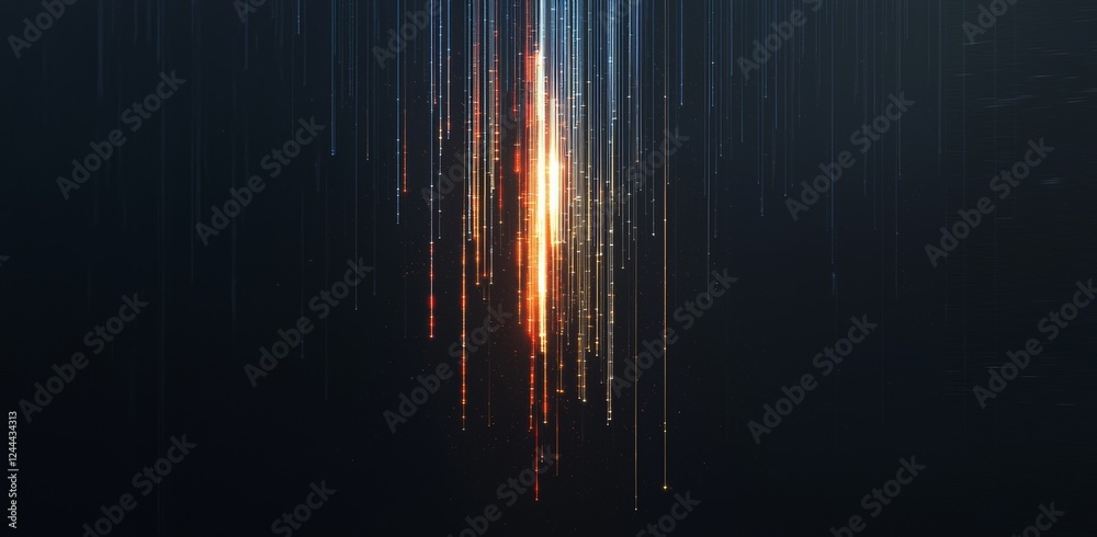 Poster 3d illustration of a neural network. features big data and cybersecurity. with data stream. linked t